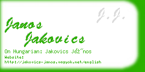 janos jakovics business card